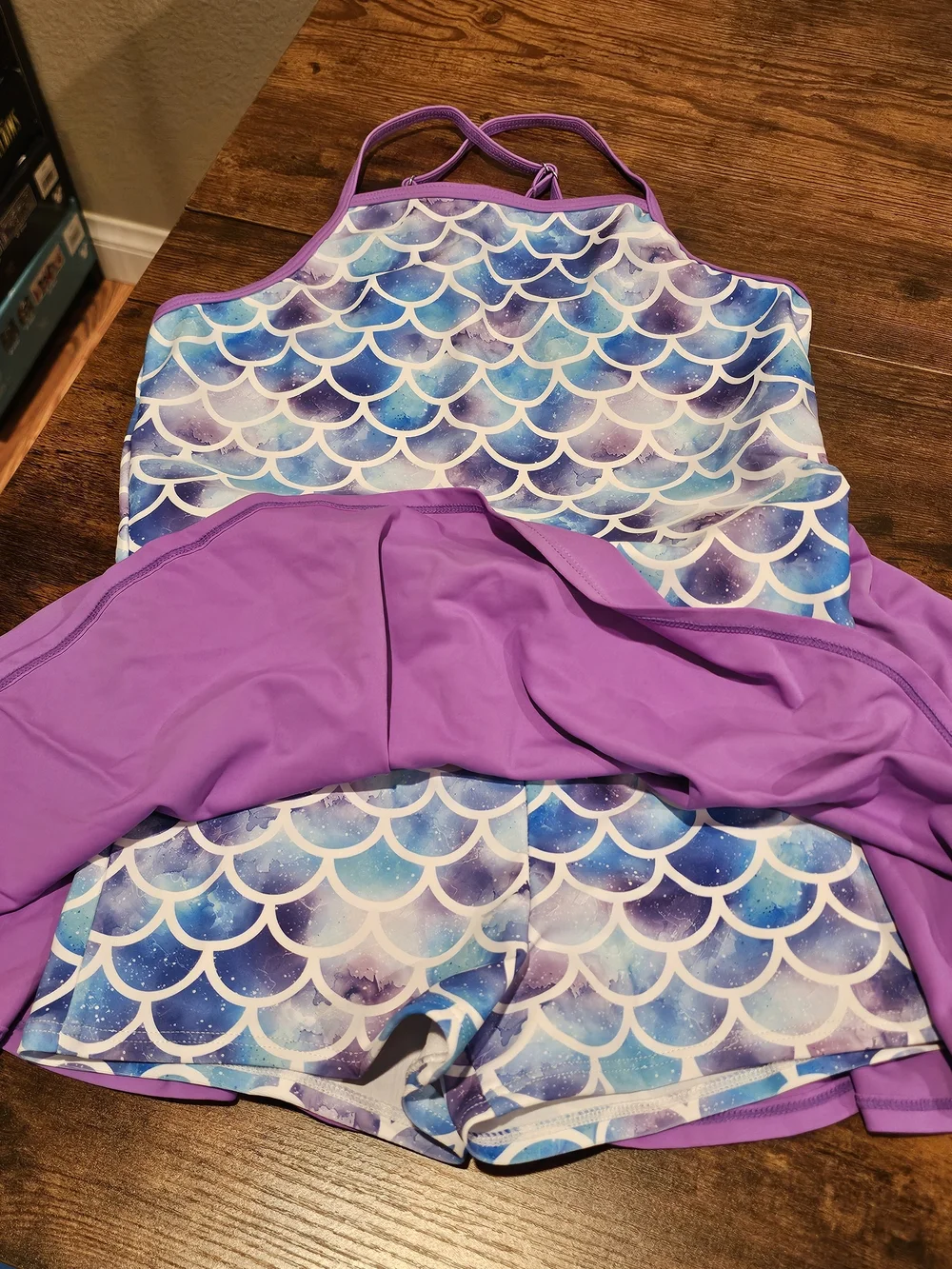 Girl's Mermaid Scale Purple & Aqua Swim Tankini